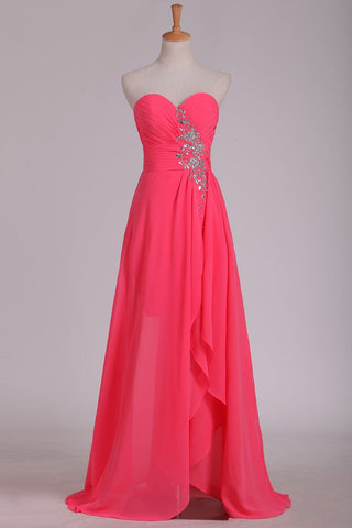 Prom Dresses Sheath/Column Sweetheart Asymmetrical With Beading Chiffon