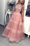 Sexy V neck Tulle Beading Spaghetti Straps Tulle Prom Dresses with Split, Formal Dress SJS15369