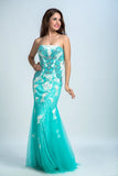 Prom Dresses Strapless Mermaid With Beading And Applique