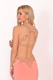 Sexy Open Back Scoop Open Back Prom Dresses With Beads Spandex