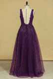 Hot Prom Dresses Scoop A Line With Sash And Applique Grape