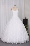 New Wedding Dress Ball Gown Spaghetti Straps Floor-Length Lace Zipper Back