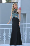 Prom Dresses Scoop Spandex With Beading Mermaid Sweep Train