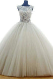 Scoop Wedding Dresses Sleeveless With Applique Tulle