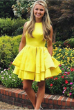 A Line Scoop Short Homecoming Dresses Ruffles