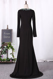 Mermaid Mother Of The Bride Dresses V Neck Long Sleeves Spandex With Beading