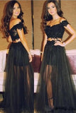 Two Pieces Prom Dresses Tulle A Line With Applique