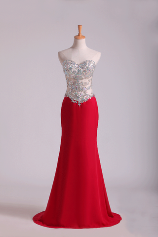 Sweetheart Prom Dresses A Line Chiffon With Beading