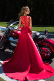 V Neck Satin Prom Dresses A Line With Applique And Sash