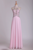 Halter A Line Prom Dresses Beaded Bodice Chiffon Floor Length