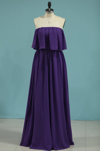 Chiffon Boat Neck Bridesmaid Dresses A Line Sweep Train