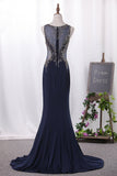 Chiffon Mermaid Prom Dresses Scoop With Beading Floor Length