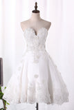 A Line Organza Wedding Dresses Sweetheart With Handmade Flowers