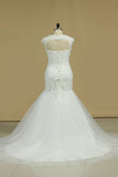 Tulle Sweetheart Ruffled Bodice Mermaid Lace Up Wedding Dresses