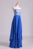 Floor Length Chiffon Prom Dresses Seetheart Princess With Embroidery