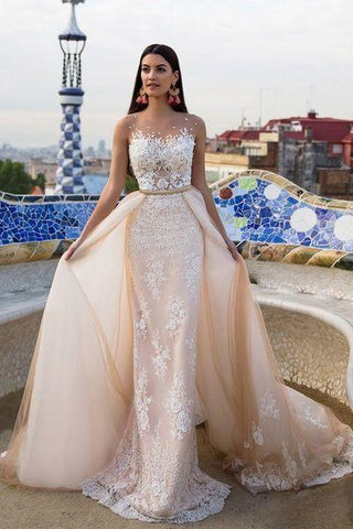 Mermaid Lace Elegant Modest Wedding Dresses