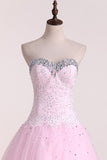 Sweetheart Ball Gown Prom Dresses Tulle With Beading Floor Length