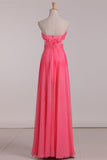 Sweetheart A Line Prom Dresses Chiffon With Beads And Handmade Flowers