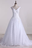 Wedding Dresses Off The Shoulder Tulle & Lace With Applique A Line