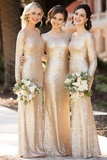 Long Sleeves Elegant Wedding Party Dresses Long Bridesmaids Dresses