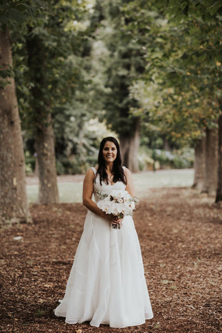 Simple A Line V Neck Sleeveless Wedding Dresses