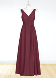 Joyce A-Line Pleated Chiffon Floor-Length Dress SJSP0019671