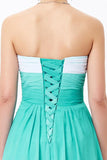 Simple Unique Ombre Green Spaghetti Straps Sweetheart A-Line Chiffon Prom Dresses UK JS362