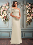 Peggie A-line Asymmetrical Off the Shoulder Floor-Length Satin Prom Dresses JLP0025884