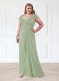 Maud A-Line Lace Chiffon Floor-Length Dress SJSP0019894