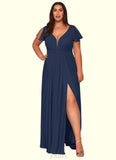 Audrey A-Line Ruched Chiffon Floor-Length Dress SJSP0019660