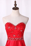 Sweetheart Prom Dress A-Line Lace Bodice With Satin Skirt Floor-Length Beaded