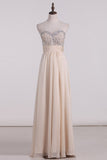 Sweetheart A Line Prom Dresses Beaded Bodice Chiffon Floor Length