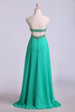 Open Back Prom Dress Sweetheart Ruffled Bodice With Beaded Straps Pick Up Chiffon Skirt