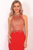 Prom Dresses High Neck Beadd Bodice Spandex Mermaid