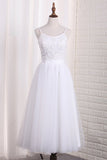 Spaghetti Straps A Line Bridesmaid Dresses Tulle With Embroidery And Beads