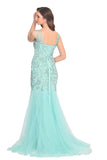 New Arrival V Neck Tulle With Applique And Beads Mermaid Prom Dresses