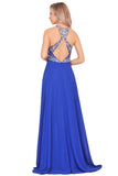 Prom Dresses A Line Scoop Open Back Chiffon With Beading