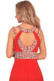 New Arrival Scoop Prom Dresses A Line Chiffon With Beads And Ruffles