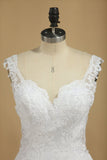 Wedding Dresses Mermaid Straps Lace With Applique Sweep Train