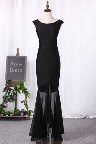 Scoop Sheath Sexy Prom Dresses Spandex And Tulle