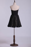 Sweetheart Homecoming Dresses A Line Short Chiffon & Lace With Ribbon