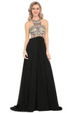 Scoop Prom Dresses A Line Open Back Chiffon With Beading