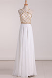 Straps Prom Dresses A Line Chiffon With Beading