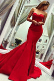 Sexy Red Sweetheart Mermaid Prom Dresses, Strapless Sweetheart Evening Dresses SJS15348