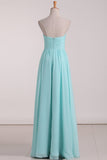 A-Line Chiffon Bridesmaid Dress Strapless Long Prom Evening Gown