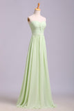 Hot Selling Prom Dresses A Line Floor Length Sweetheart Chiffon Belt Color Sage Discount Price Fast Delivery