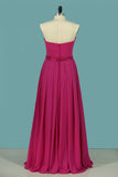 A Line Strapless Bridesmaid Dresses Chiffon Floor-Length