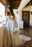 Gorgeous Ball Gown Off the Shoulder Tulle Beach Wedding Dresses with Appliques