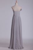 Sheath Bridesmaid Dresses Strapless Chiffon With Handmade Flower