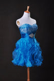 Collection Blue A Line Sweetheart Short/Mini Organza Cz